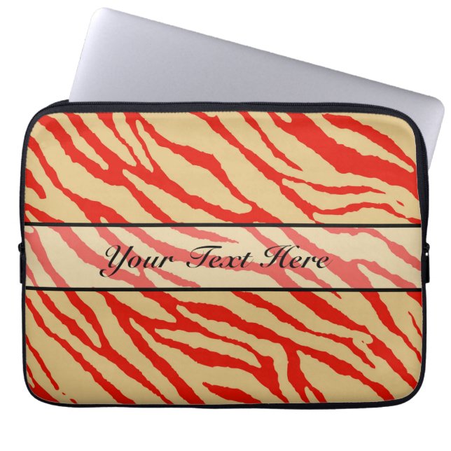 Retro animal zebra print 17 laptop sleeve (Voorkant)