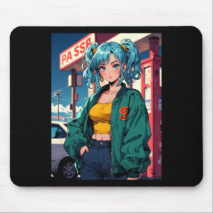 Retro Anime Benzinepomp Meisje Vintage Straat Mode Muismat
