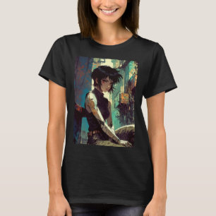 Retro Anime Cyberpunk Meisje Dystopische Toekomst T-shirt