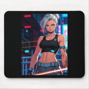 Retro Anime Cyberpunk Meisje Neon Street Fighter S Muismat