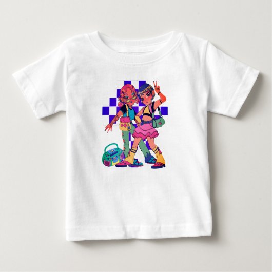 Retro Anime Duo Graphic T-shirt T-shirt (Voorkant)