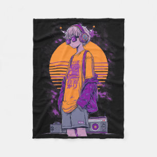 Retro Anime Gamer Jongen  Fleece Deken