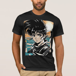 Retro Anime Krijger Vintage Manga T-Shirt Ontwerp