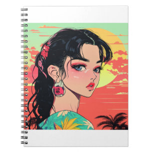 Retro anime stijl meisje illustratie Notitieboek