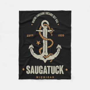  Retro Anker Saugatuck Michigan Boating SA Fleece Deken