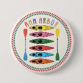 Retro Ann Arbor Kayaking Ronde Button 7,6 Cm (Voorkant)