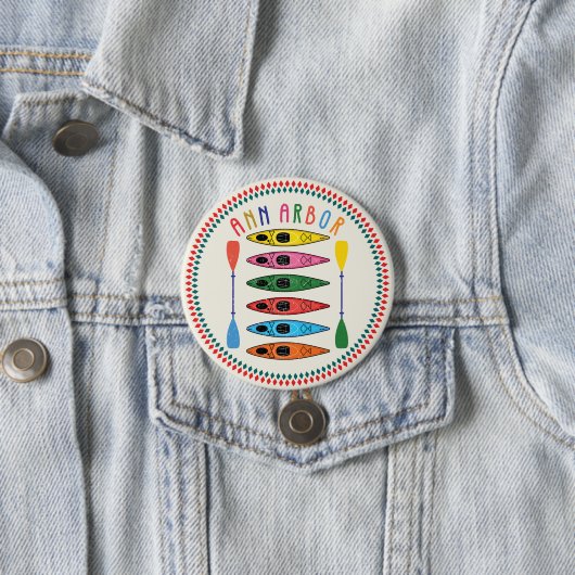 Retro Ann Arbor Kayaking Ronde Button 7,6 Cm (In situ)