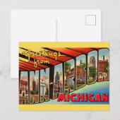 Retro Ann Arbor Michigan Groet Briefkaart (Voorkant / Achterkant)