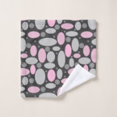 rétro, années 60, pois, gris et rose (Gant de toilette)