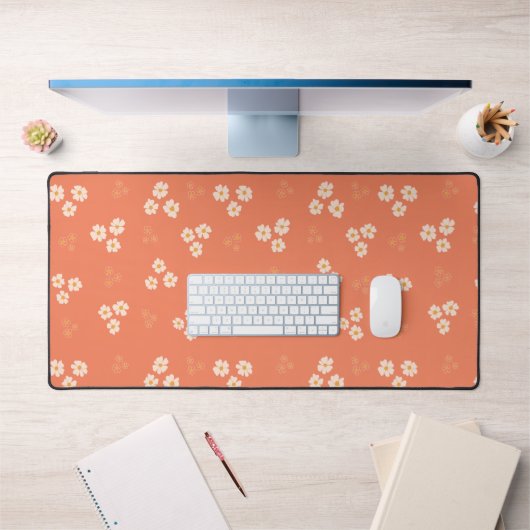Rétro années 70 Orange Groovy Daisy Floral Personn (Bureau 1)