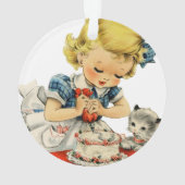 Rétro Anniversaire Fille Cake Cat Enfants Artwork (dos)