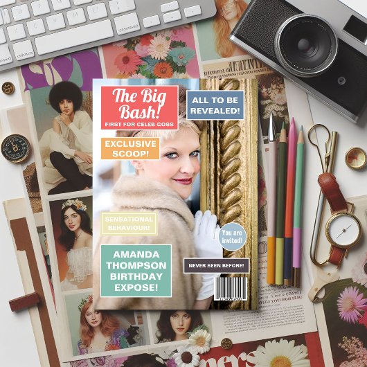 Retro Anniversaire Magazine Couverture Invitation