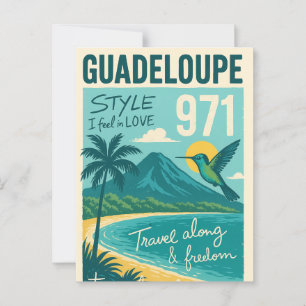 Retro ansichtkaart Guadeloupe, droomstrand Briefkaart