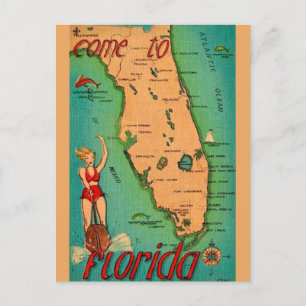 Retro ansichtkaart van Florida Briefkaart