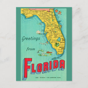Retro ansichtkaart van Florida  Briefkaart