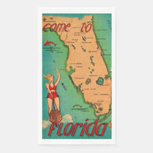 Retro ansichtkaart van Florida Gastdoeken Servet