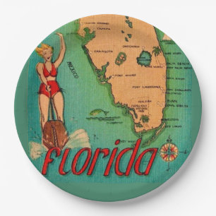 Retro ansichtkaart van Florida Papieren Bordje