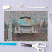 Retro  Antiek Rustic Blauwgroen Bruin Gray Truck Tissuepapier (Craft)