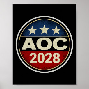 Retro AOC 2028 Fight Oligarchy Protest Resist Bern Poster