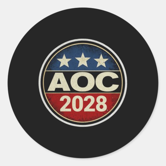 Retro AOC 2028 Fight Oligarchy Protest Resist Bern Ronde Sticker (Voorkant)
