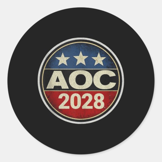 Retro AOC 2028 Fight Oligarchy Protest Resist Bern Ronde Sticker (Voorkant)