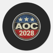 Retro AOC 2028 Fight Oligarchy Protest Resist Bern Ronde Sticker (Voorkant)