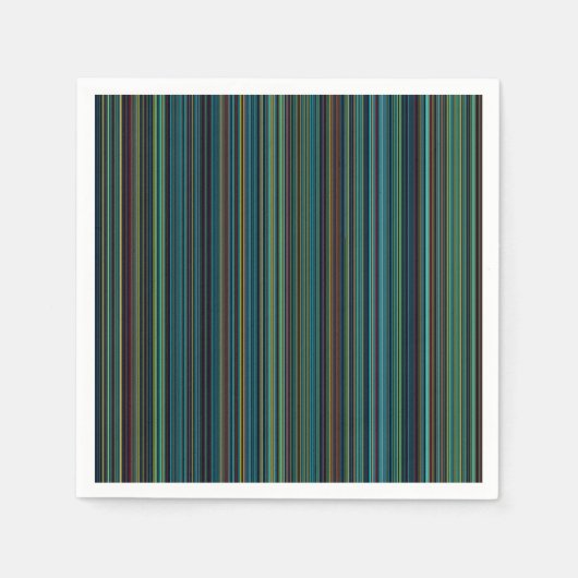 Retro aqua blauw bruin groen gestreept servet (Voorkant)