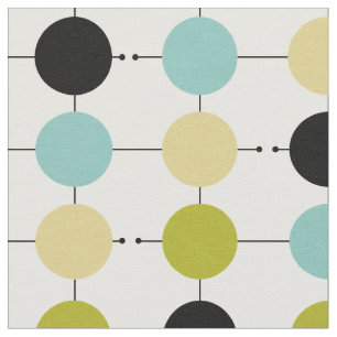 Retro Aqua Blauw Geel Groen Zwart Cirkels MCM Stof