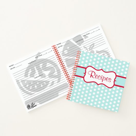 Retro Aqua Cuisine Recette Carnet cadeau (Intérieur)