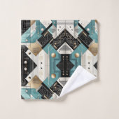 Retro Aqua Diamond Mid Century Modern Towel Set (Gant de toilette)