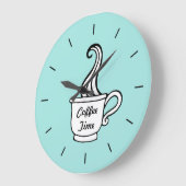 Rétro Aqua Diner Café Cuisine Mur Horloge (Angle)