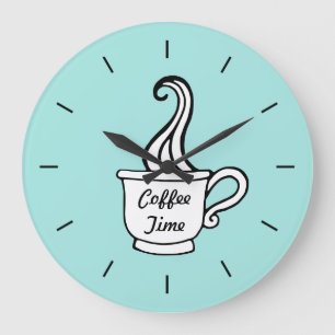 Retro Aqua Diner Coffee Keuken Wandklok Grote Klok