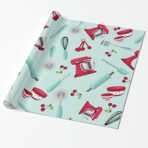 Retro Aqua Keuken Gadget Cadeaupapier