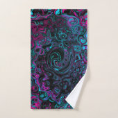 Retro Aqua Magenta en Black Abstract Swirl Bad Handdoek (Handdoek)