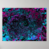 Retro Aqua Magenta en Black Abstract Swirl Poster (Voorkant)