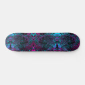 Retro Aqua Magenta en Black Abstract Swirl Skateboard (Horizontaal)