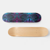 Retro Aqua Magenta en Black Abstract Swirl Skateboard (Horizontaal)