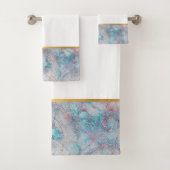 RETRO AQUA MARBLE ABSTRACTE BATHROOM SET BAD HANDDOEK (Insitu)