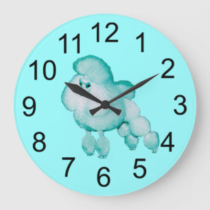 Retro Aqua Poodle Wall Clock Grote Klok
