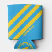 Retro Aqua Reef Drie strepen met naam Blikjeskoeler (Achterkant)