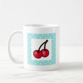 Retro Aqua Stippen Cherries Koffiemok (Links)