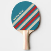 Retro Aqua Surf Angled Striping with Name Tafeltennisbatje (Achterkant)