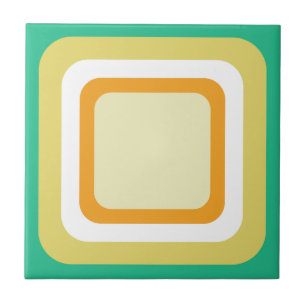 Retro Aqua Turquoise Geel Oranje Wit Tegeltje