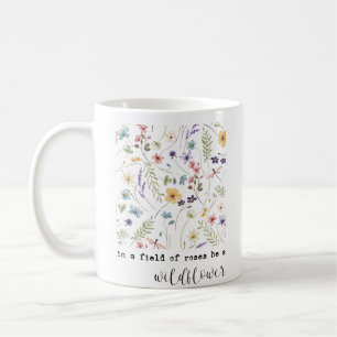 Retro-aquarel wilde bloemen inspirerende quote koffiemok