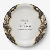 Retro Arabisch Exotisch Bold Damask Bruiloft Papieren Bordje (Voorkant)