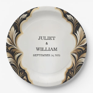  Retro Arabisch Exotisch Bold Damask Bruiloft Papieren Bordje