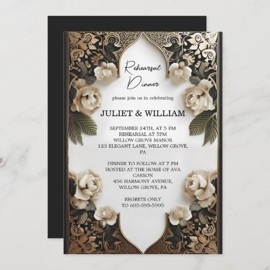 Retro Arabisch Exotisch Bold Damask repetitie dine Kaart (Voorkant / Achterkant)