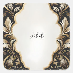 Retro Arabisch Exotisch Bold Damask Vrijgezellenfe Vierkante Sticker