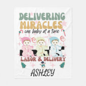 Retro arbeid en bevalling verpleegkundige Kerstmis Fleece Deken (Voorkant)