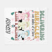 Retro arbeid en bevalling verpleegkundige Kerstmis Fleece Deken (Voorkant (Horizontaal))